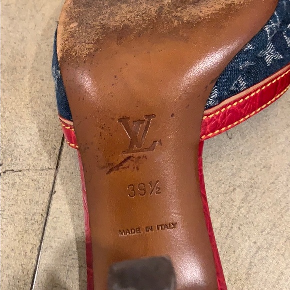 Louis Vuitton denim and alligator sandals - Picture 7 of 7